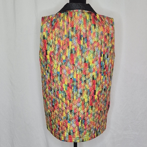Caroline Rose Multicolor Quilted Zip Front Oversized Vest w/ Pockets - Size M - Picture 4 of 9